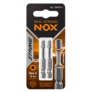 Биты шестигранные HEX-4 50 мм торсионные (2 шт.) NOX STRONG (338450-2)