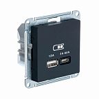 Розетка Systeme Electric ATLASDESIGN USB Type-A + Type-C, карбон