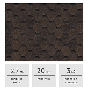 Гибкая черепица ТЕХНОНИКОЛЬ Финская Соната Коричневый, 3 м2