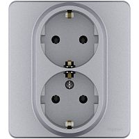 Розетка Legrand INSPIRIA двойная с заземлением, алюминий