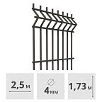 3D Панель для забора сварная Medium, (4 мм, 1,73 x 2,5 м), (RAL7016, серый)