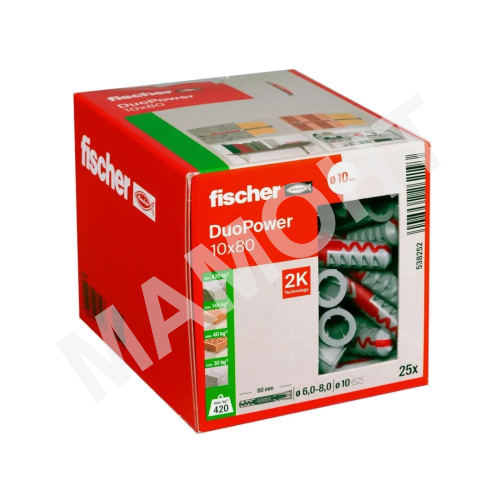 Дюбель распорный универсальный 10 x 80 мм (25 шт.) Fischer DUOPOWER (538252K)