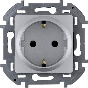 Розетка Legrand INSPIRIA с заземлением, алюминий