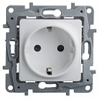 Розетка Legrand ETIKA с заземлением со шторками, белый