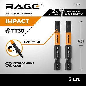 Биты "звездочки" TORX-30 50 мм торсионные (2 шт.) RAGE by VIRA (554150)