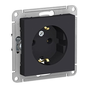 Розетка Systeme Electric ATLASDESIGN с заземлением, карбон