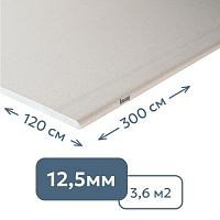 Гипсокартон стеновой (12.5 мм) обычный Knauf 120 x 300 см