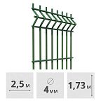3D Панель для забора сварная Medium, (4 мм, 1,73 x 2,5 м), (RAL6005, зеленый)