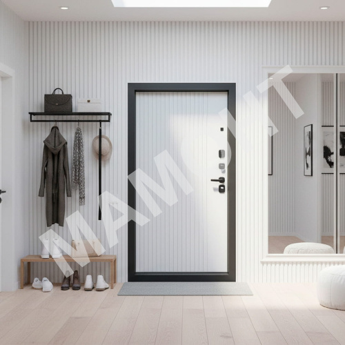 Дверь РОНА Бетон графит / Бетон снежный (+ чёрный муар) Промет - Фото 2