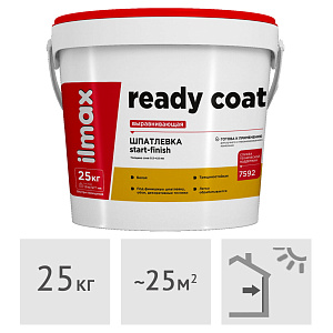 Шпатлевка готовая выравнивающая старт-финиш ilmax ready coat, 25 кг