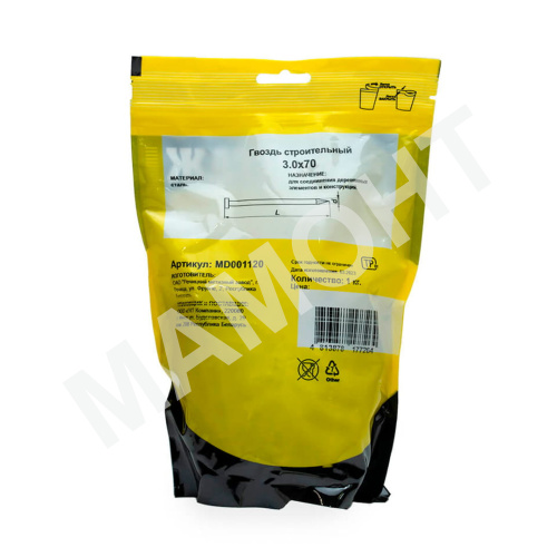 Гвоздь строительный 3.0x70, дой-пак L (1 кг) МОНТАЖ