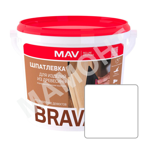 Шпатлевка акриловая MAV BRAVA ACRYL PROFI-1, белая, 0,5 л (0,7 кг)