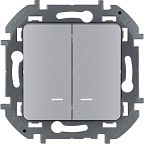 Выключатель Legrand INSPIRIA 2-клавишный с подсветкой, алюминий