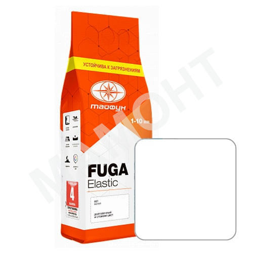 Затирка для швов Тайфун FUGA Elastic №001 белая, 2 кг