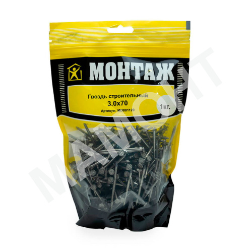 Гвоздь строительный 3.0x70, дой-пак L (1 кг) МОНТАЖ