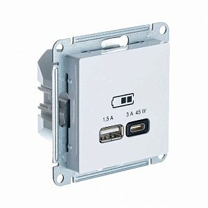 Розетка Systeme Electric ATLASDESIGN USB Type-A + Type-C, белый