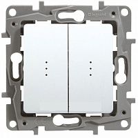 Выключатель Legrand ETIKA 2-клавишный с подсветкой, белый