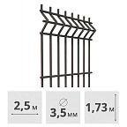 3D Панель для забора сварная Light, (3,5 мм, 1,73 x 2,5 м), (RAL7016, серый)