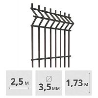 3D Панель для забора сварная Light, (3,5 мм, 1,73 x 2,5 м), (RAL7016, серый)