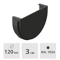 Заглушка желоба Docke Premium ПВХ 120 мм, графит (RAL 7024)