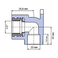Угольник настенный с металлической внутренней резьбой Wavin Ekoplastik