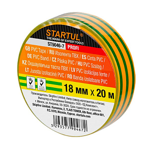 Изолента ПВХ 18 мм х 20 м желто-зеленая STARTUL PROFI (ST9046-7)