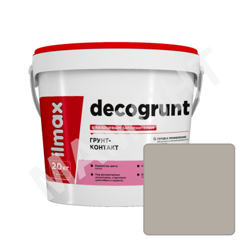 Грунт-контакт с кварцевым заполнителем ilmax decogrunt, 2913P, 20 кг