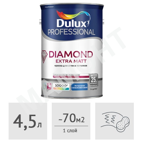 Краска Dulux Professional Diamond Extra Matt глубокоматовая, 4,5 л