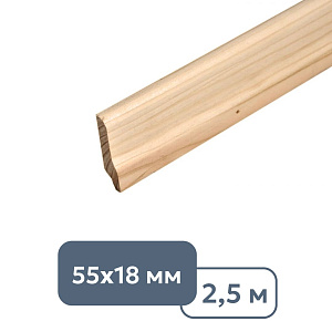 Плинтус напольный деревянный евро 55 x 18 x 2500 мм