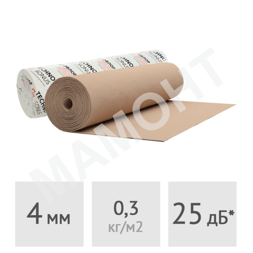 Полотно звукоизолирующее для пола ТехноСонус Виброфлор 4 мм, 15 м2