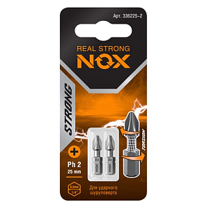 Биты крестообразные PH2 25 мм торсионные (2 шт.) NOX STRONG (336225-2)