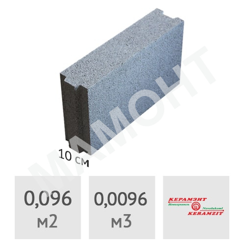 Блок керамзитобетонный (D1100) 100 x 240 х 400 мм ТермоКомфорт (до 5% колотые)