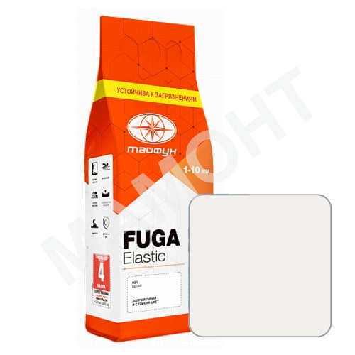 Затирка для швов Тайфун FUGA Elastic №201 теплая белая, 2 кг