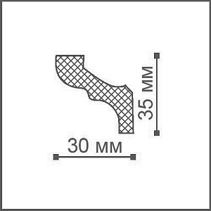 Плинтус потолочный NMC DECOPLINTUS 35 х 30 мм х 2 м, профиль MF, белый