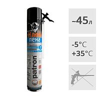 Клей-пена полиуретановая бытовая всесезонная PATRON, 750мл (выход до 45л)