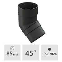 Колено трубы 45° Docke Premium 85 мм, графит (RAL 7024)