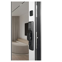 Дверь РОНА СМАРТ ЗЕРКАЛО Бетон графит / Арктик снежный (+ черный муар) Промет