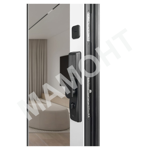 Дверь РОНА СМАРТ ЗЕРКАЛО Бетон графит / Арктик снежный (+ черный муар) Промет - Фото 5