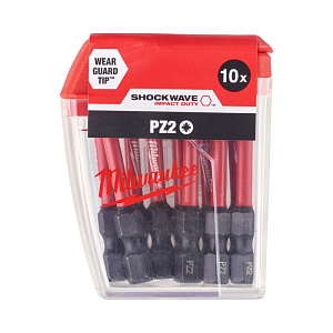 Биты крестообразные PZ2 50 мм (10 шт.) Shockwave Impact Duty Milwaukee (4932430866)
