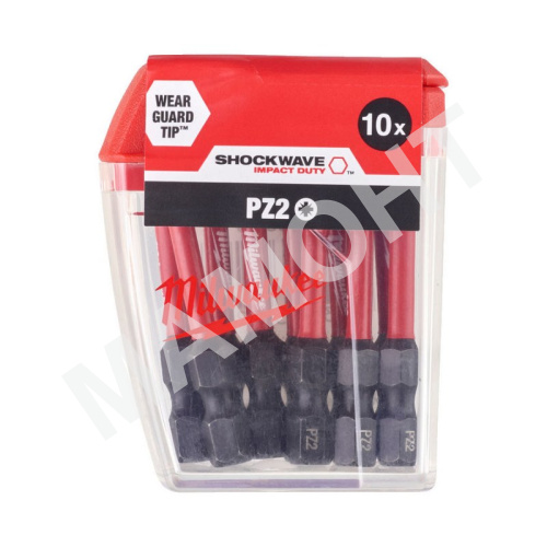 Биты крестообразные PZ2 50 мм (10 шт.) Shockwave Impact Duty Milwaukee (4932430866)