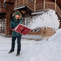 Лопата снеговая пластиковая 370 х 440 мм с алюминиевым черенком Fachmann Garten (05.001)