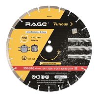 Алмазный круг 350 х 30 мм сегментный по железобетону и камню RAGE Furious (600350)