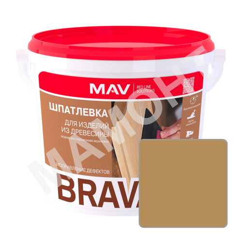 Шпатлевка акриловая MAV BRAVA ACRYL PROFI-1, дуб, 1 л (1,3 кг)
